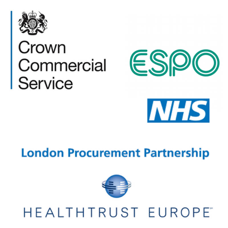 Crown commercial services logo, nhs logo and espo logo