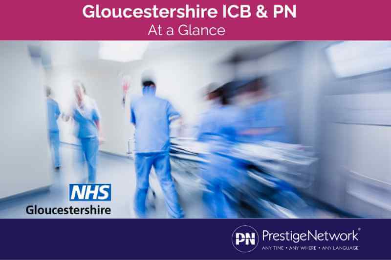 Image of NHS doctors in action with Prestige Network and Gloucestershire ICB logo