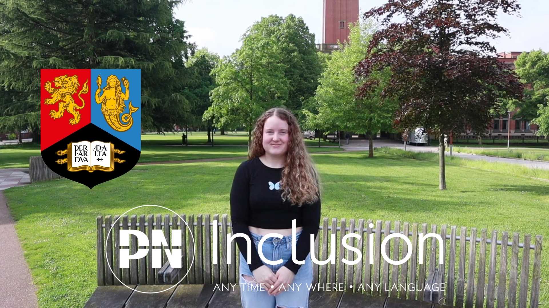Picture of Lucy with PN inclusion and Birmingham University logo.